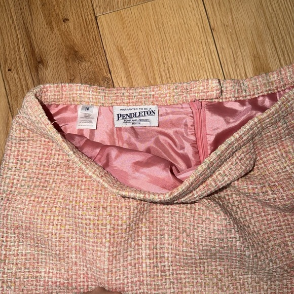 Pendleton Vintage Pink  tweed Skirt Suit Womens Size 14 - Picture 2 of 6